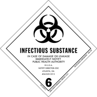 Infectious Substance - In case of damage or leakage immediately notify public health authority!