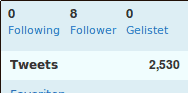 Following: 0, Follower: 8, Gelistet: 0, Tweets: 2530