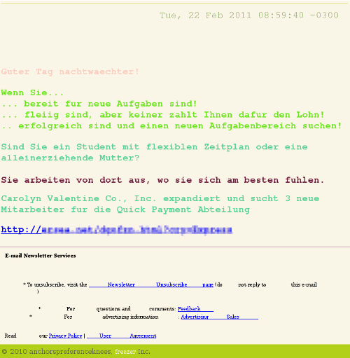 Screenshot der HTML-Darstellung dieser Mail