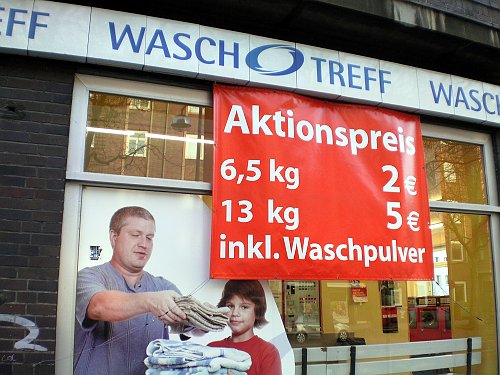 Wasch-Treff -- Aktionspreis: 6,5 kg 2€, 13 kg 5€ inkl. Waschpulver