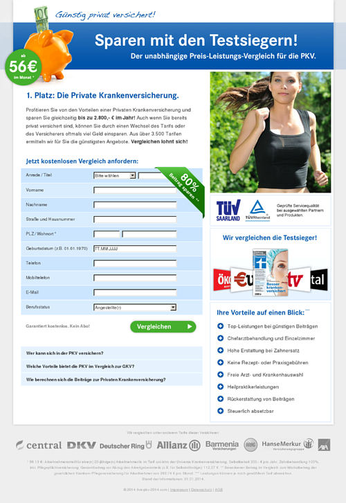 Screenshot der betrügerischen Website