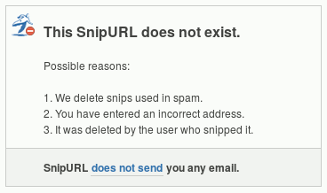 This SnipURL does not exist. Possible reasons: We delete snips used in spam. [...]