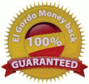 Detail aus der angeblichen Gewinnbenachrichtigung: Siegel mit dem Text 'El Gordo Money back 100% guaranteed'.