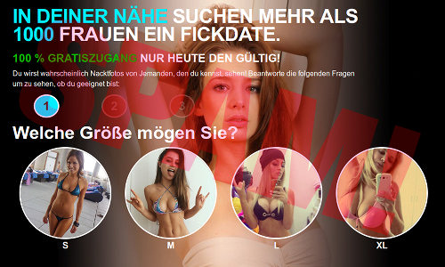 Screenshot der betrügerischen Dating-Site, bei der die Reise schließlich endet