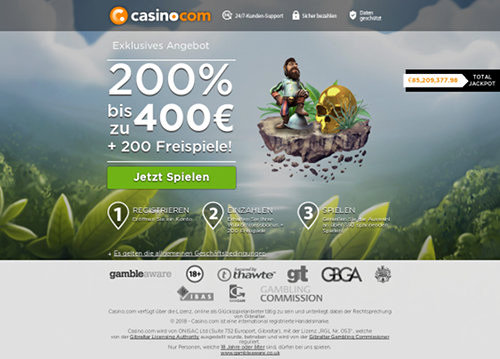 Screenshot der spambeworbenen Casino-Website