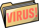 Clipart eines Ordners, auf dem das Wort Virus steht