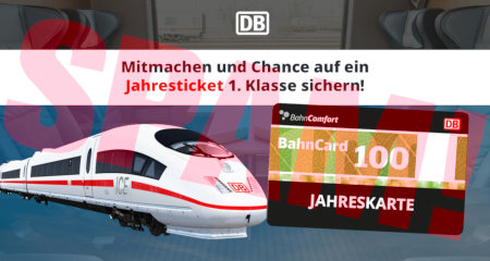 Bannerbild: DB - Mitmachen und Chance auf ein Jahresticket 1. Klasse sichern!