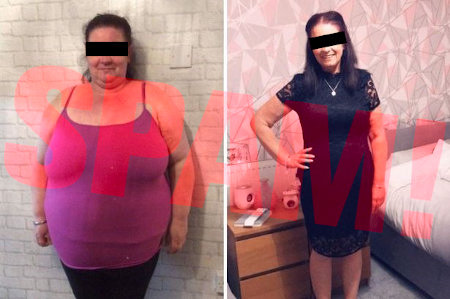 Eingebettetes Vorher-Nachher-Foto einer Frau, die eher fünfzig bis siebzig Kilogramm abgenommen hat.