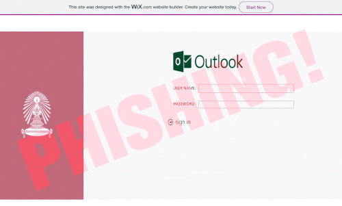 Screenshot der Phishing-Site