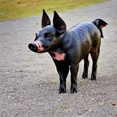 Mit Stable Diffusion erzeugtes Bild eines Hybridwesens aus Hund und Schwein