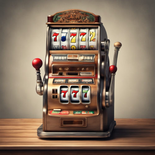 Absurd-dadaistisches Bild einer alten Slotmaschine, gerendert mit Stable Diffusion.