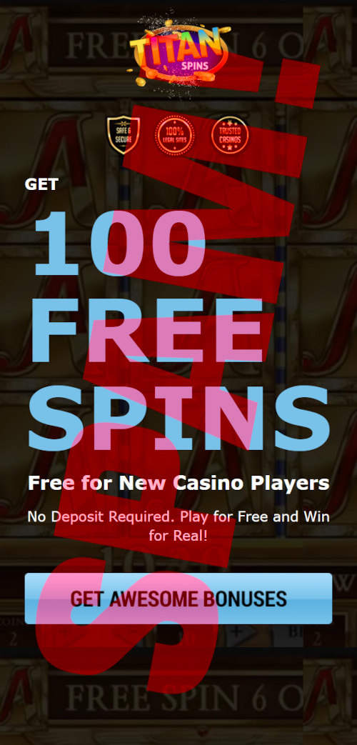 Beispiel 9: Werbung für das Casino TITAN SPINS mit 100 Freispielen für Neuspieler