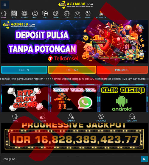 Screenshot einer spambeworbenen, betrügerischen indonesischen Casinowebsite