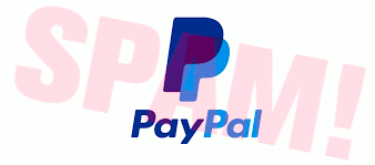 Aus dem Web nachgeladenes PayPal-Logo aus der Spam, überlagert vom Schriftzug 'SPAM!'.