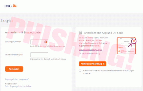 Screenshot der Phishing-Website