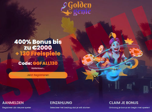 Screenshot der spambeworbenen, betrügerischen Casino-Website