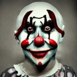 Mit einem angelernten neuronalen Netzwerk generiertes Bild eines leicht gruselig aussehenden Clowns