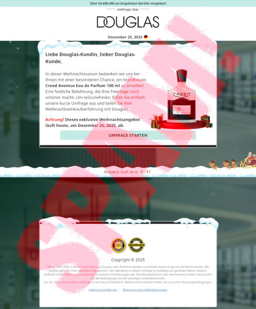 Screenshot der betrügerischen Website