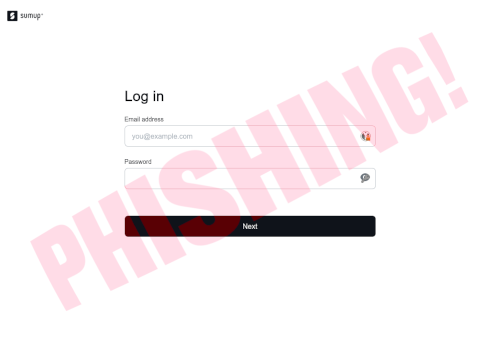 Screenshot der Phishing-Seite