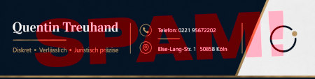 Logo -- Quentin Treuhand -- Quentin Treuhand Insolvenzverwaltung -- Diskret, Verlässlich, Juristisch präzise -- Telefon 0221 95672███ -- Else-Lang-Str. 1 -- 50858 Köln